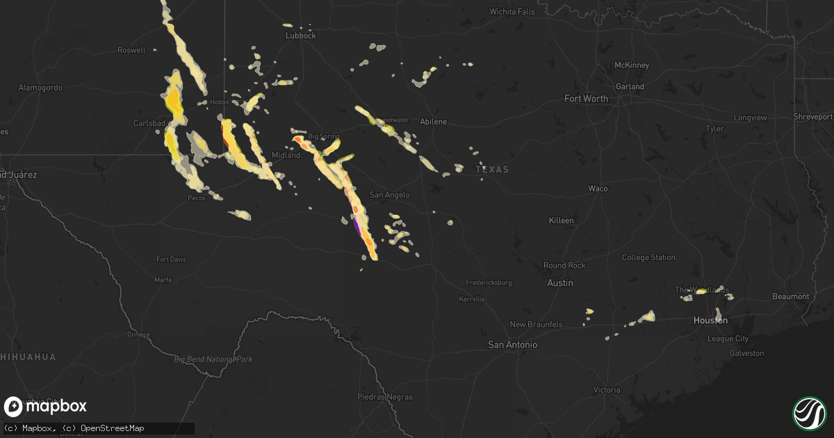 Hail map in Texas on June 9, 2025