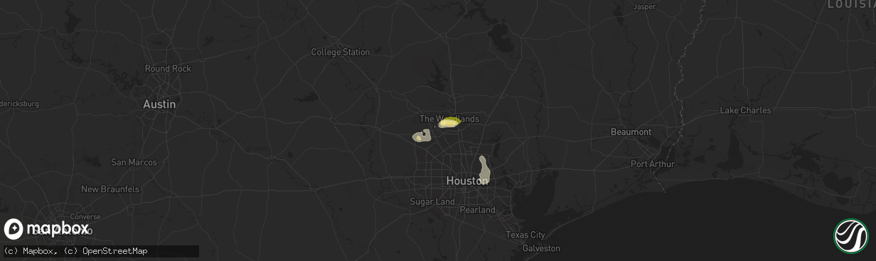 Hail map in Tomball, TX on June 9, 2025