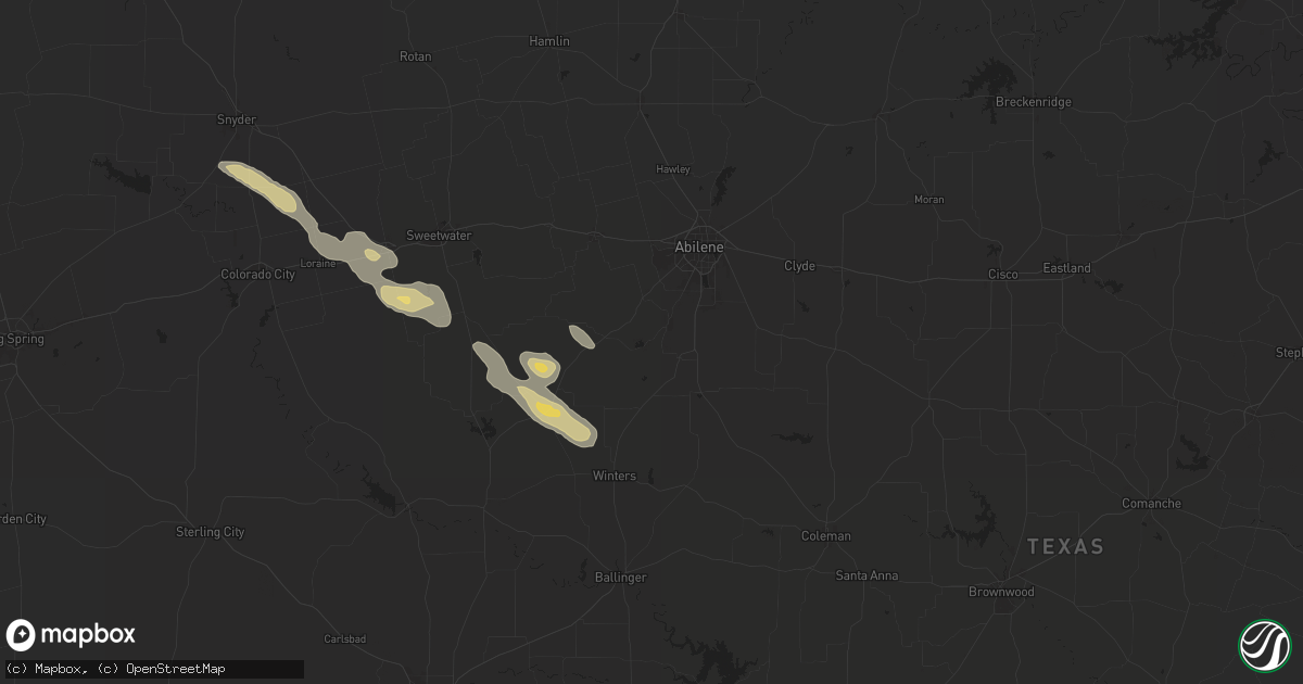 Hail map in Tuscola, TX on June 9, 2025