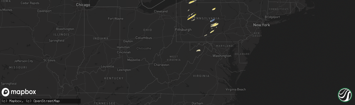 Hail map in West Virginia on June 9, 2025
