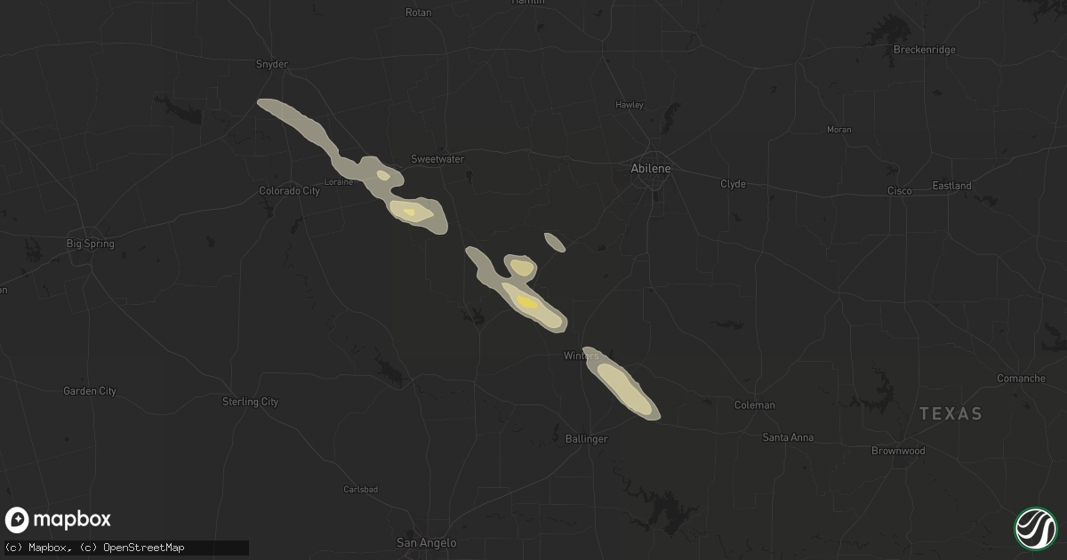 Hail map in Wingate, TX on June 9, 2025