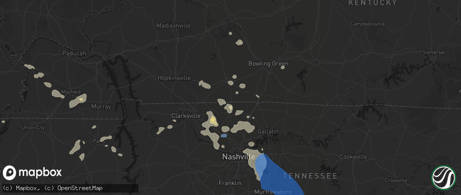 Hail map in Adairville, KY on June 9, 2026