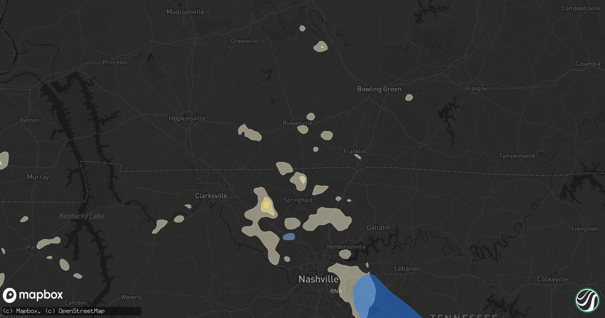 Hail map in Adairville, KY on June 9, 2026