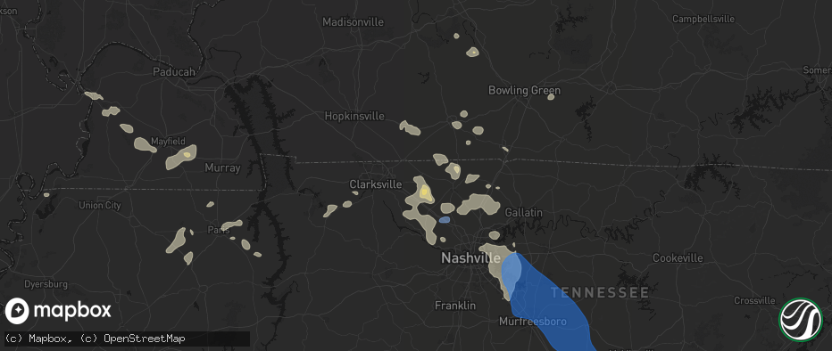 Hail map in Adams, TN on June 9, 2026
