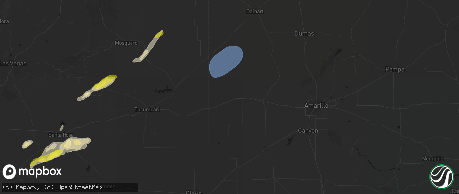 Hail map in Adrian, TX on June 9, 2026
