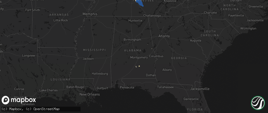 Hail map in Alabama on June 9, 2026