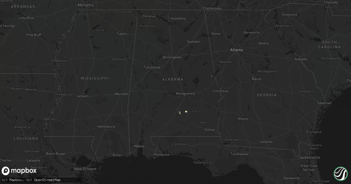 Hail map in Alabama on June 9, 2026