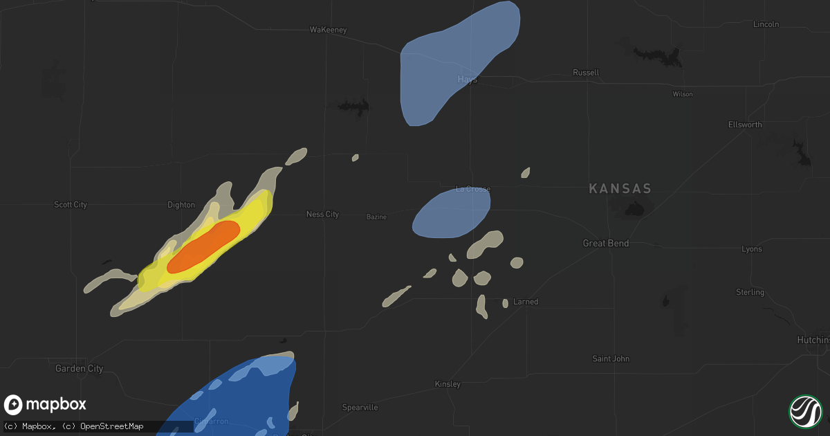 Hail map in Alexander, KS on June 9, 2026