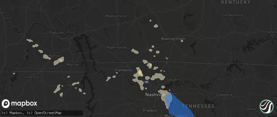 Hail map in Allensville, KY on June 9, 2026