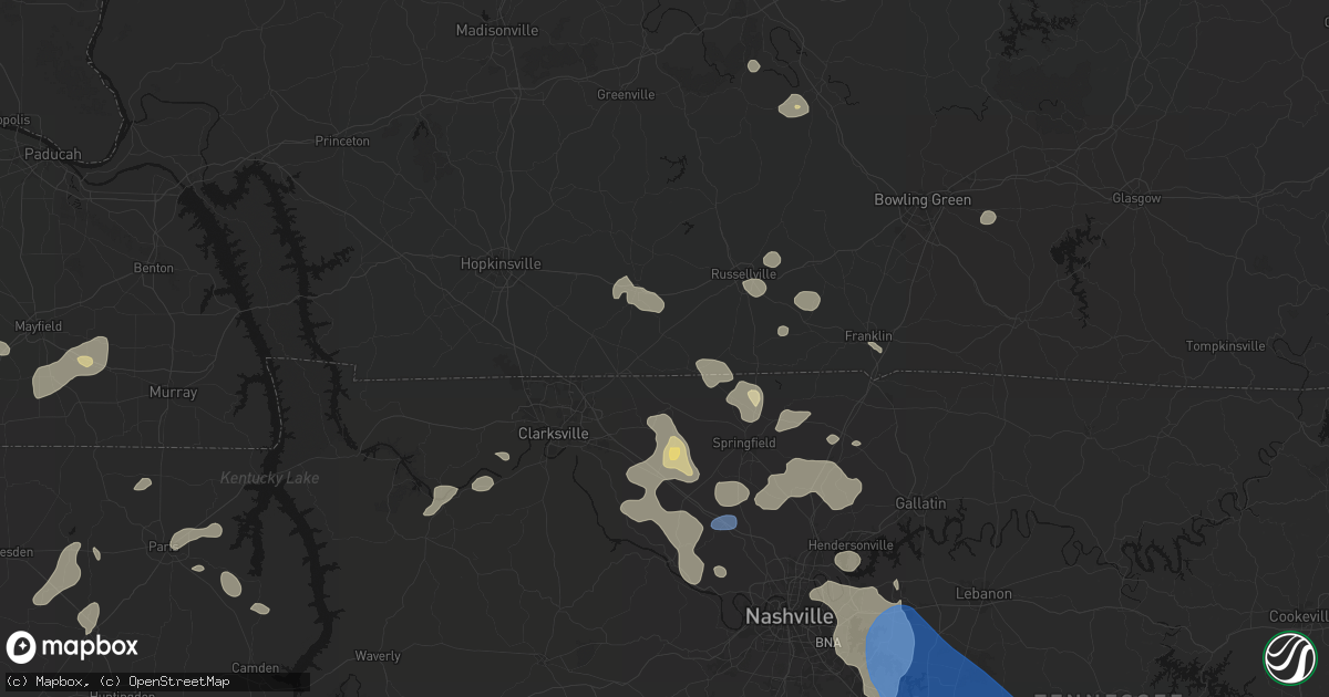 Hail map in Allensville, KY on June 9, 2026
