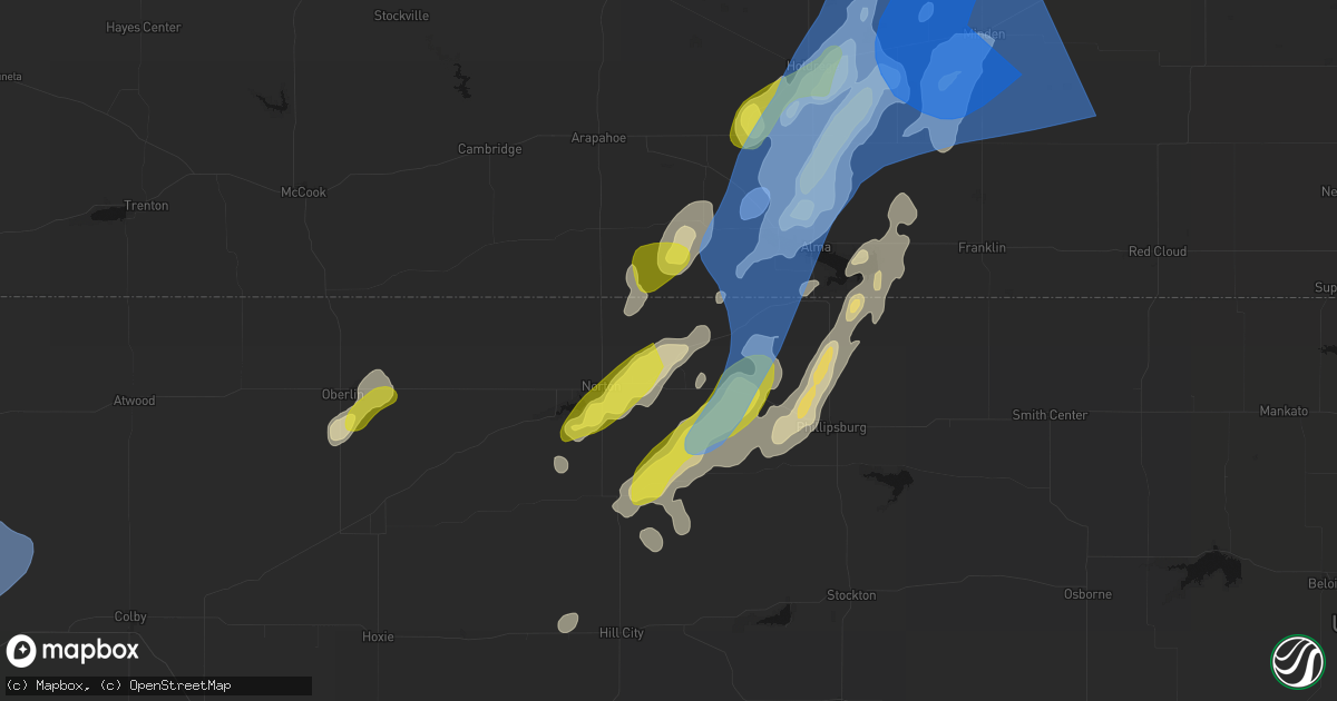 Hail map in Almena, KS on June 9, 2026