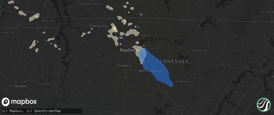 Hail map in Antioch, TN on June 9, 2026