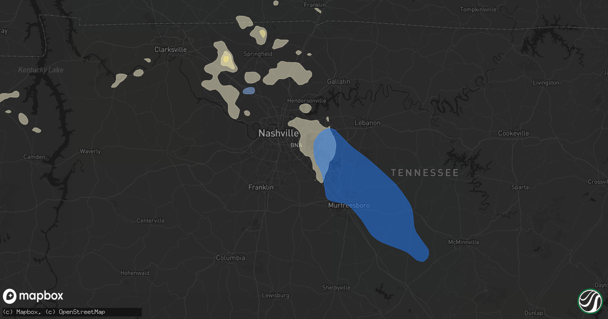 Hail map in Antioch, TN on June 9, 2026