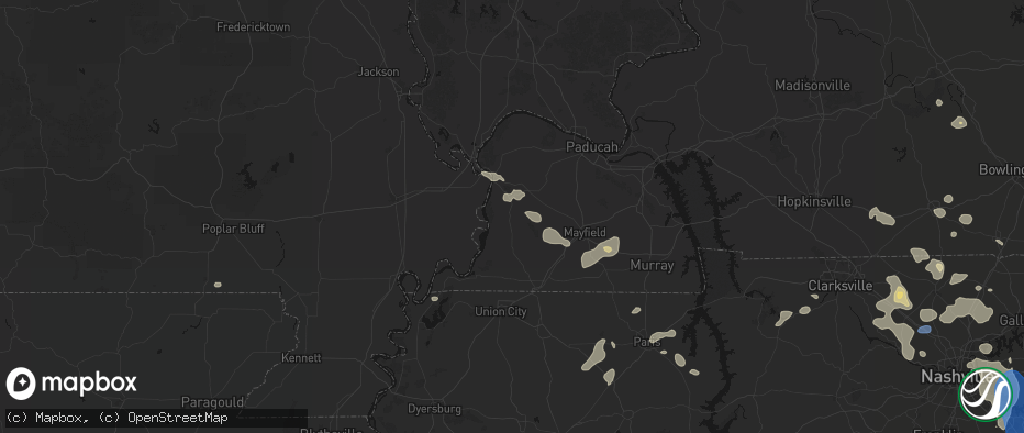 Hail map in Arlington, KY on June 9, 2026