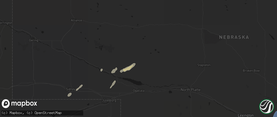 Hail map in Arthur, NE on June 9, 2026