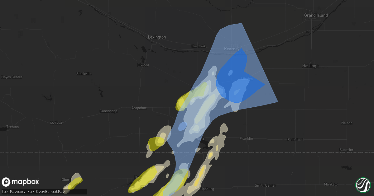 Hail map in Atlanta, NE on June 9, 2026