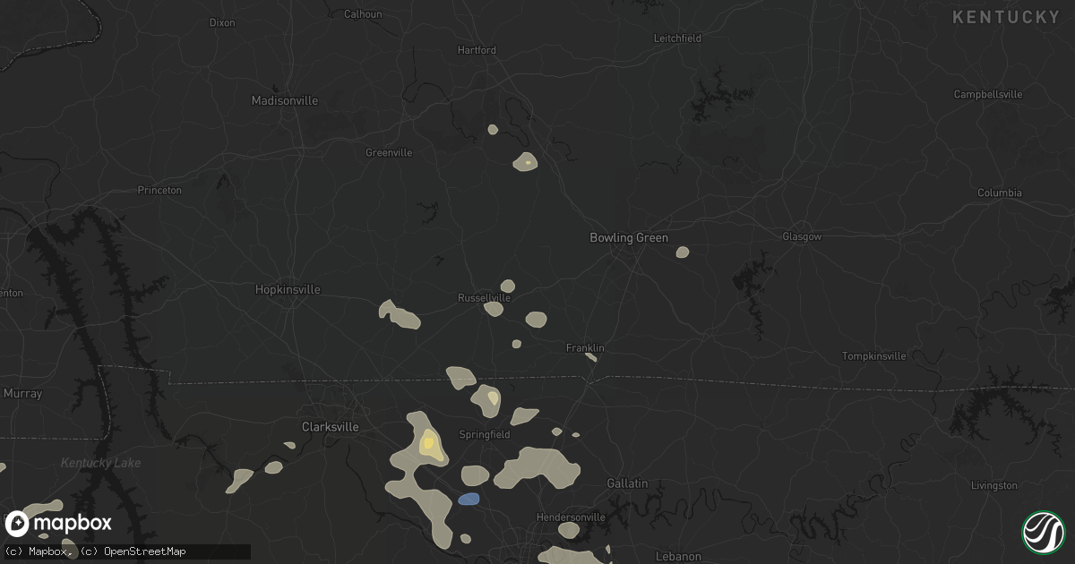 Hail map in Auburn, KY on June 9, 2026
