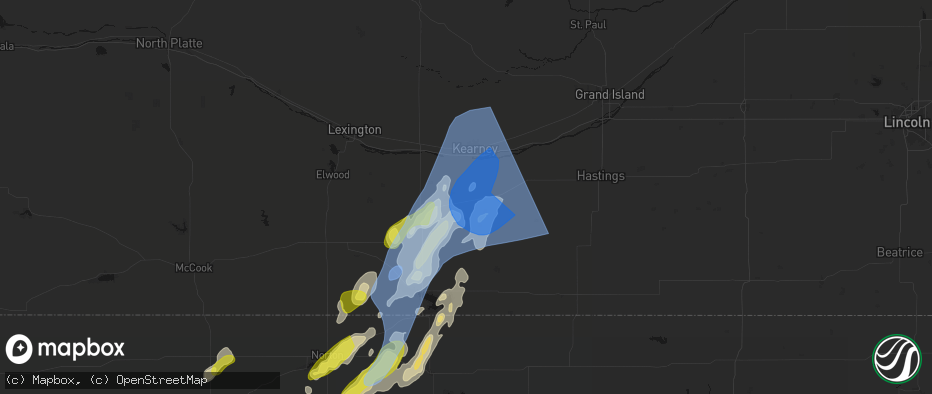 Hail map in Axtell, NE on June 9, 2026