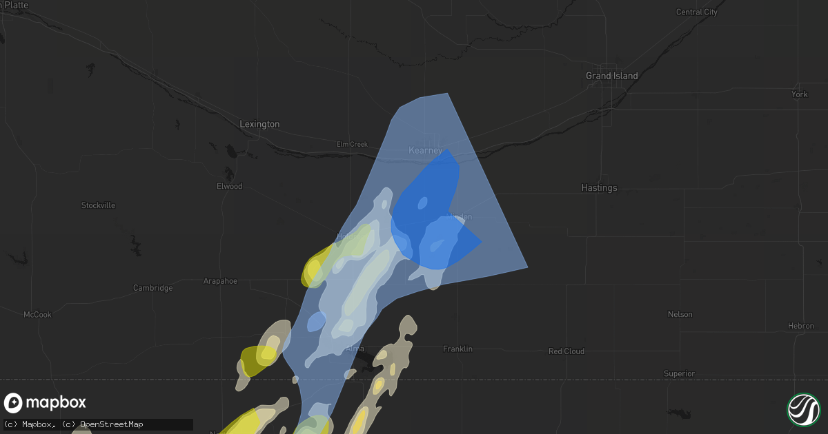 Hail map in Axtell, NE on June 9, 2026