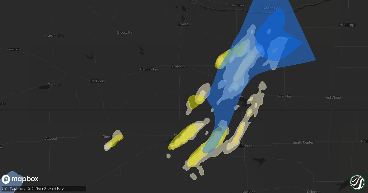 Hail map in Beaver City, NE on June 9, 2026