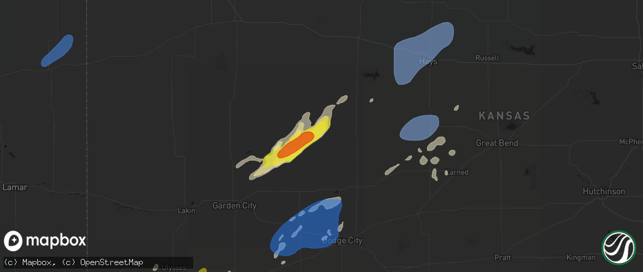 Hail map in Beeler, KS on June 9, 2026