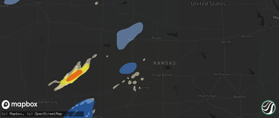 Hail map in Bison, KS on June 9, 2026