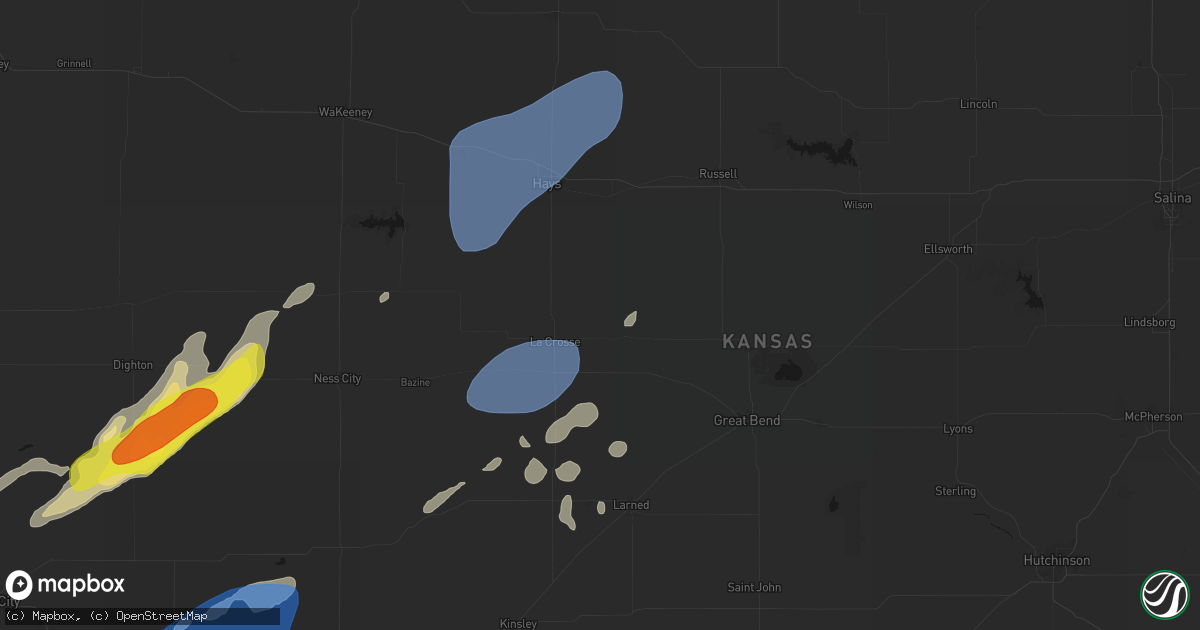 Hail map in Bison, KS on June 9, 2026