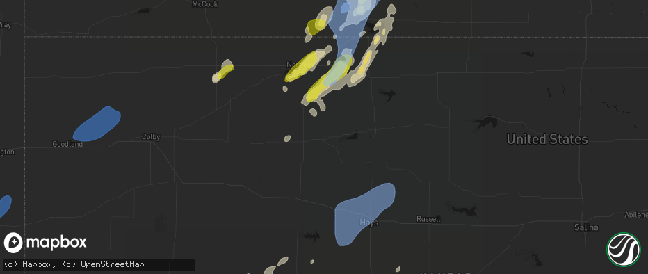 Hail map in Bogue, KS on June 9, 2026
