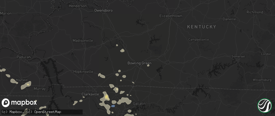 Hail map in Bowling Green, KY on June 9, 2026