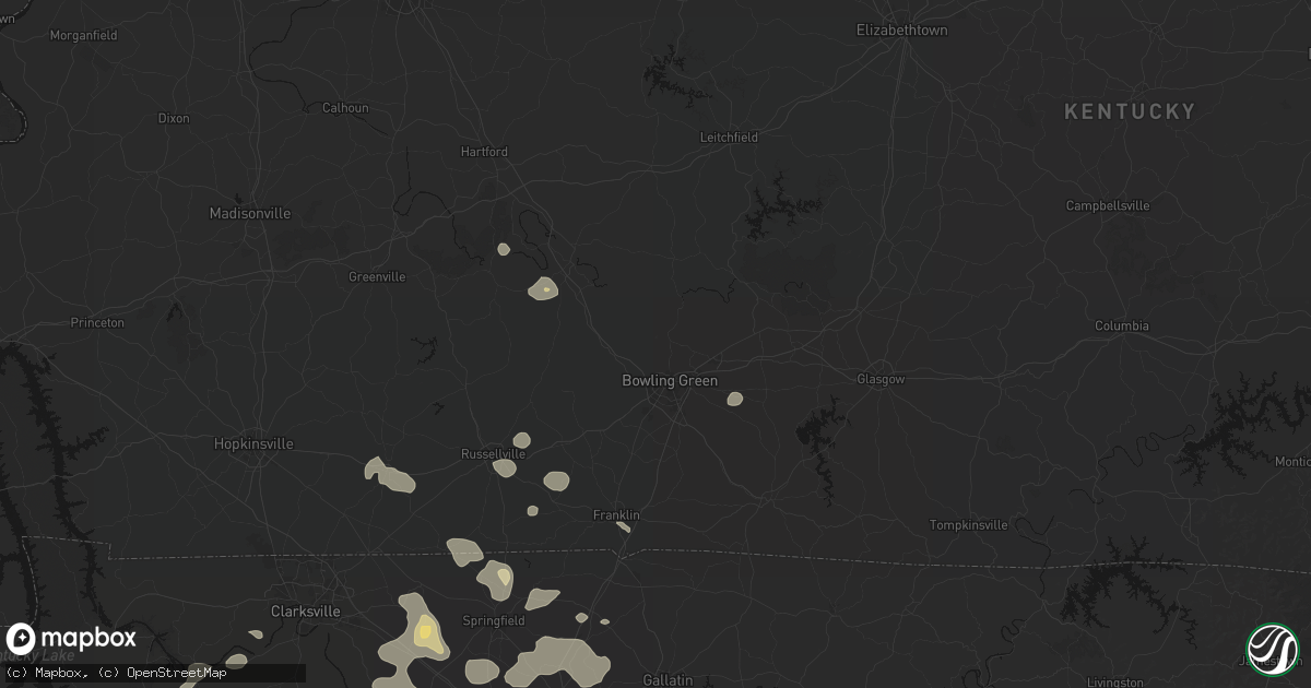 Hail map in Bowling Green, KY on June 9, 2026