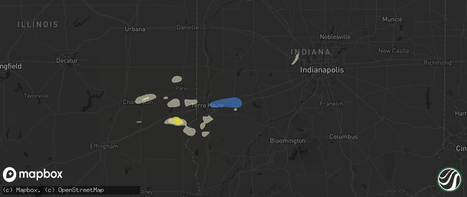 Hail map in Brazil, IN on June 9, 2026