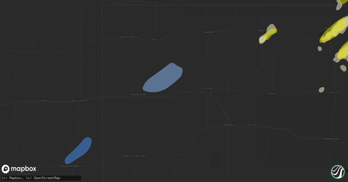 Hail map in Brewster, KS on June 9, 2026