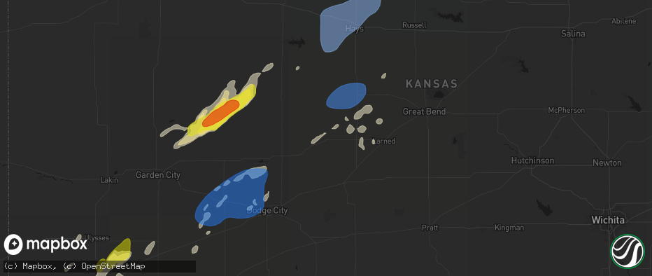 Hail map in Burdett, KS on June 9, 2026