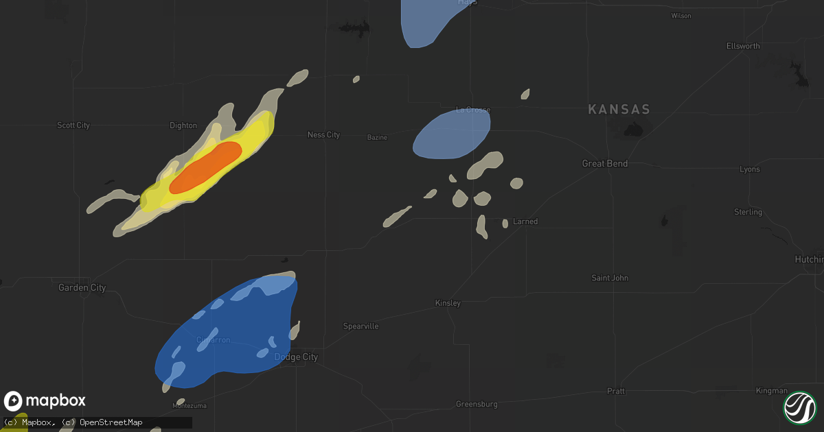 Hail map in Burdett, KS on June 9, 2026