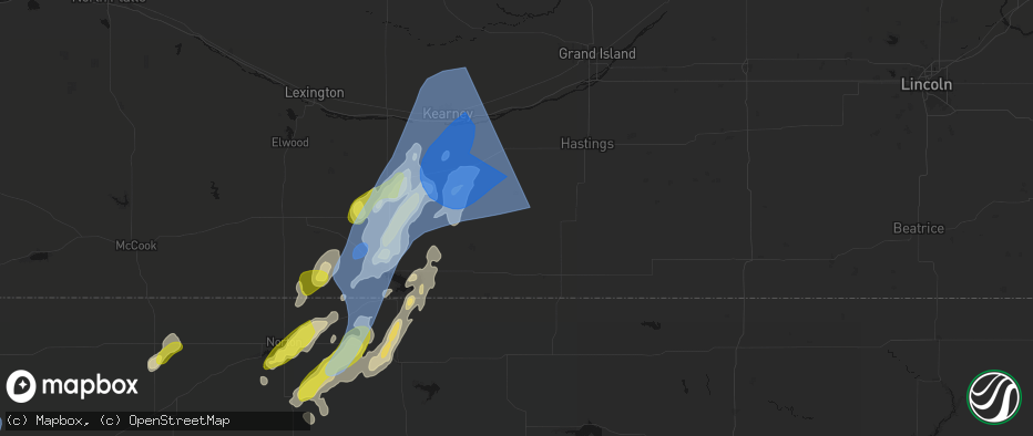 Hail map in Campbell, NE on June 9, 2026