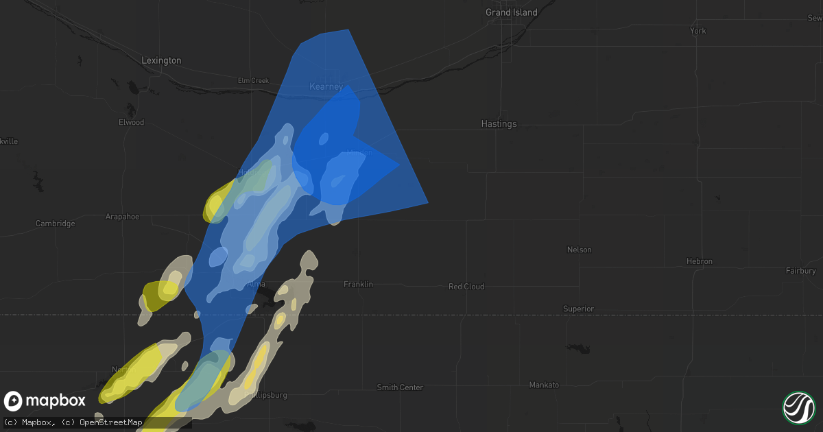 Hail map in Campbell, NE on June 9, 2026