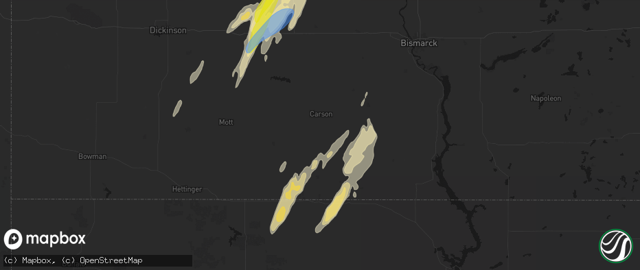 Hail map in Carson, ND on June 9, 2026