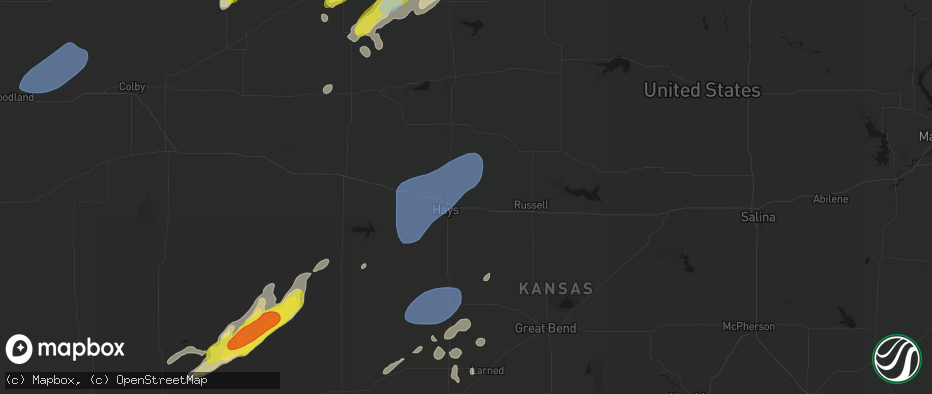Hail map in Catharine, KS on June 9, 2026
