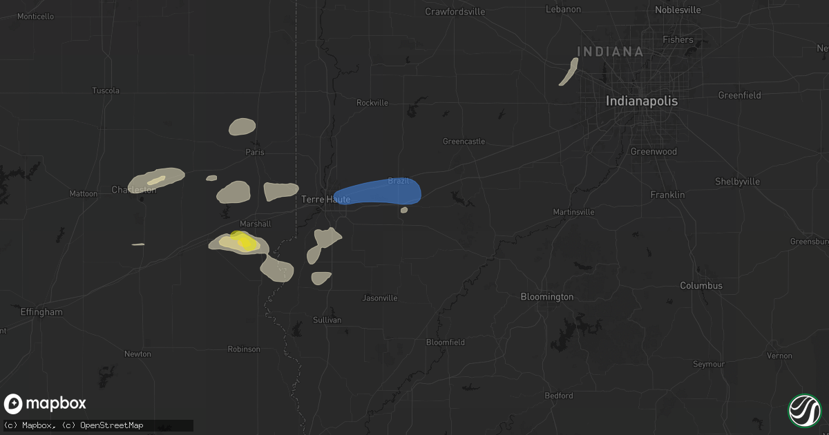 Hail map in Centerpoint, IN on June 9, 2026