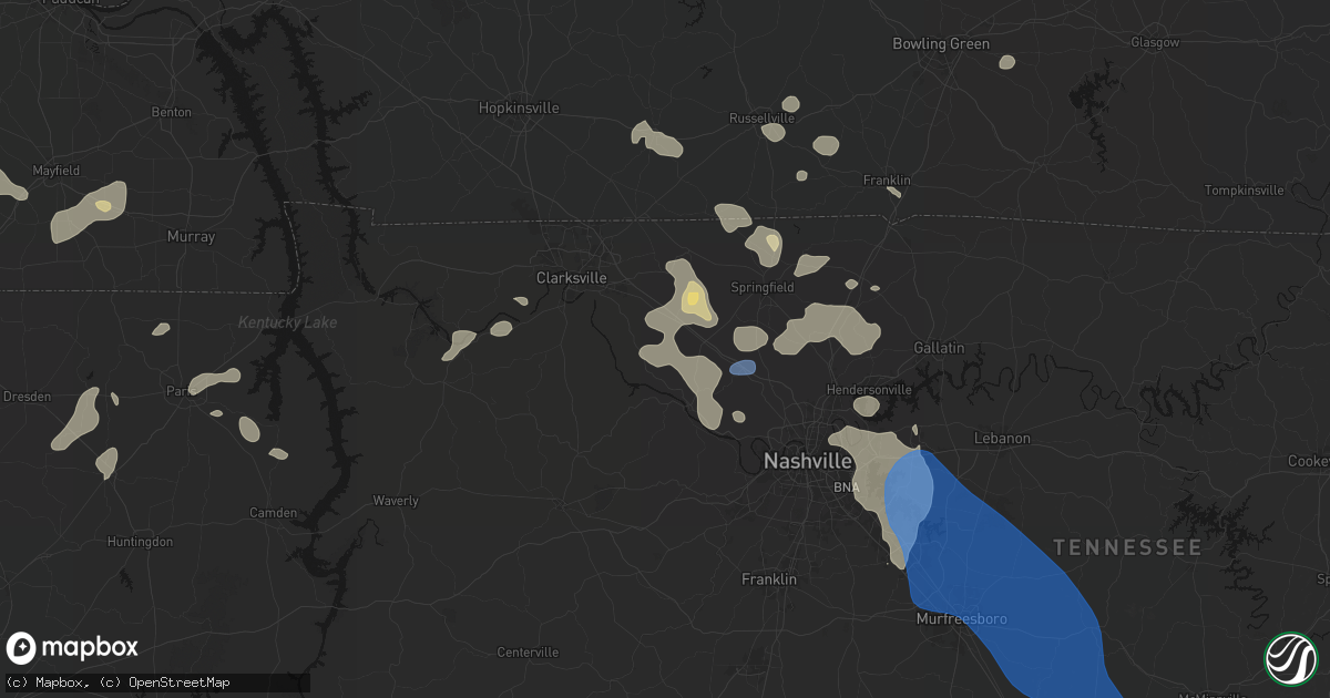Hail map in Chapmansboro, TN on June 9, 2026
