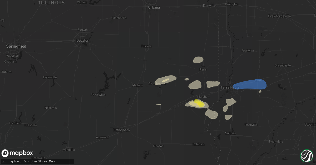 Hail map in Charleston, IL on June 9, 2026