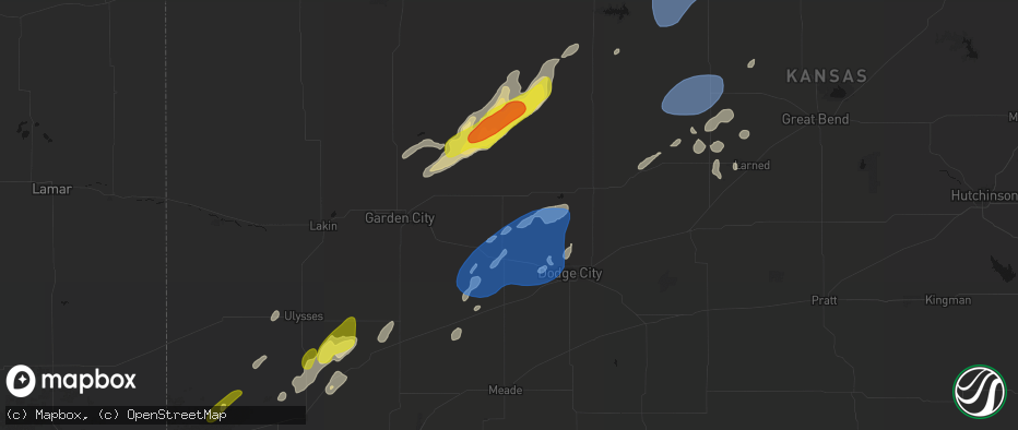 Hail map in Cimarron, KS on June 9, 2026