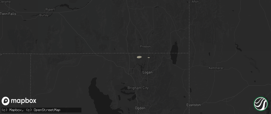 Hail map in Clarkston, UT on June 9, 2026