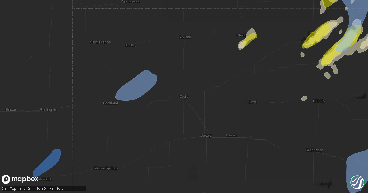 Hail map in Colby, KS on June 9, 2026