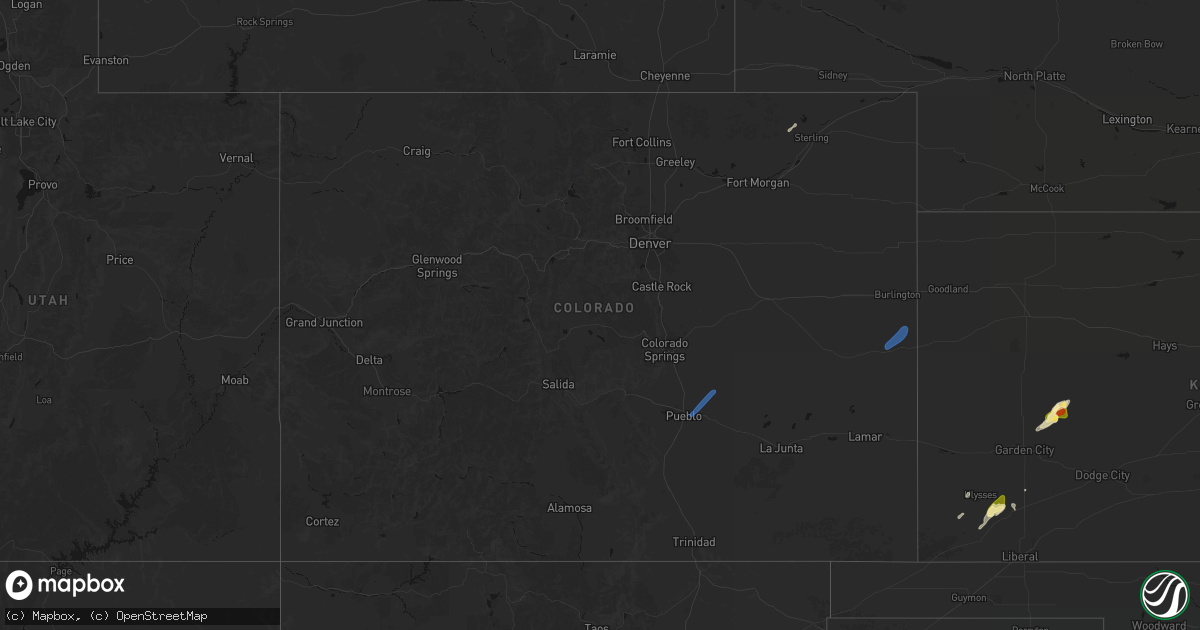 Hail map in Colorado on June 9, 2026