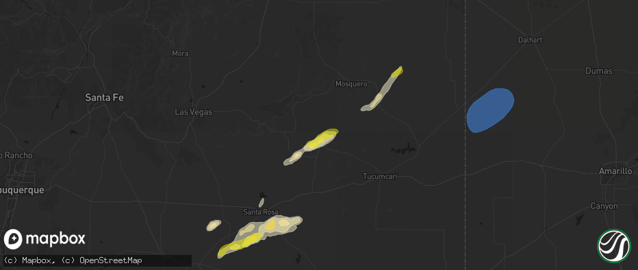 Hail map in Conchas Dam, NM on June 9, 2026