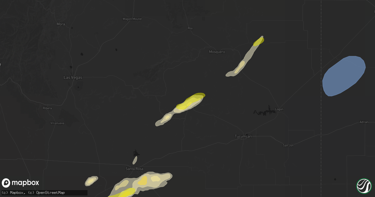 Hail map in Conchas Dam, NM on June 9, 2026