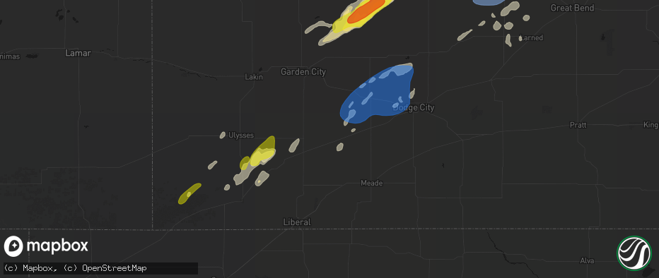 Hail map in Copeland, KS on June 9, 2026