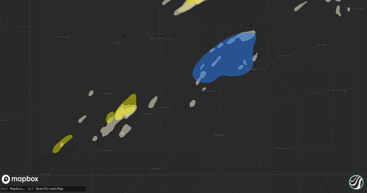 Hail map in Copeland, KS on June 9, 2026