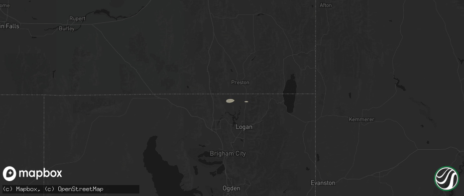 Hail map in Cornish, UT on June 9, 2026